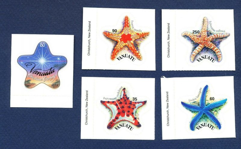 VANUATU - Scott 849-852 ,& 863  - FVF MNH - Starfish, star fish, Christmas- 2004