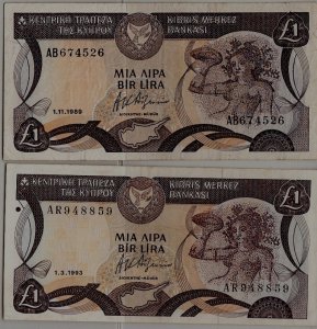 Cyprus P-53/ 2 banknotes xf-unc