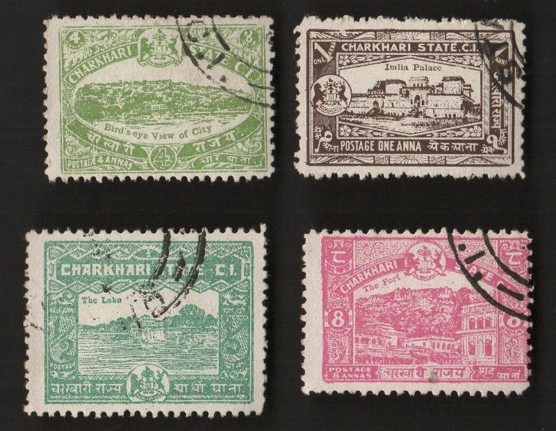 4  All Different CHARKHARI Stamps  (INDIAN STATE) (lot B)