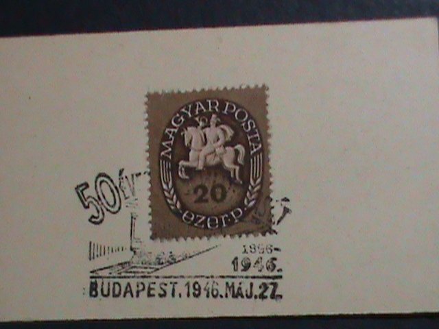 ​HUNGARY-1946- 76 YEARS OLD- STAMP PROOF CARD WITH STAMP-VF-HARD TO FIND