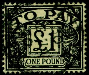 SG D68, £1 black/yellow, FINE USED. WMK MULT CROWN.