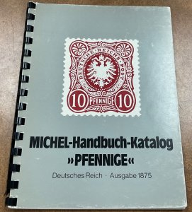 Michel Handbuch catalog 1875 Pfennige stamps rare book, color guide plate flaws.