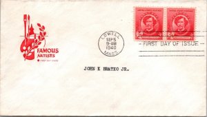 FDC 1940 SC #885 - Farnam Cachet - Lowell, Mass - Pair - F62992