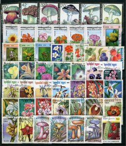 002 - Flora - Mushrooms - Flowers - 50 different used stamps