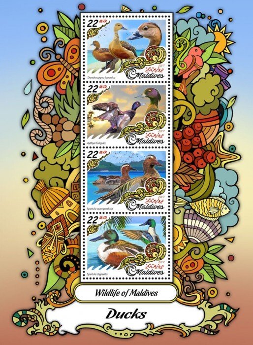 MALDIVES - 2017 - Ducks - Perf 4v Sheet - Mint Never Hinged