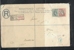 SOUTHERN NIGERIA POSTAL HISTORY KE 2D RL1/2D+2D REG TO AUSTRAIA  PP0716H