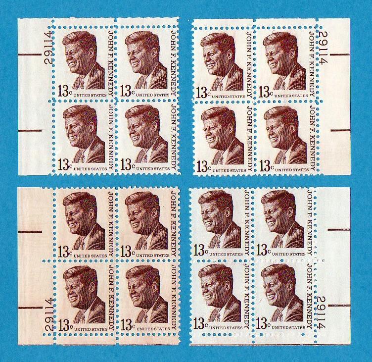 Scott #1287 13c Kennedy Plate #29114 MS Plate Blocks MNH