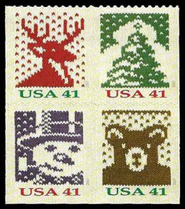 PCBstamps  US #4211/4214a Block $1.64(4x41c)Christmas Knits, MNH, (18)