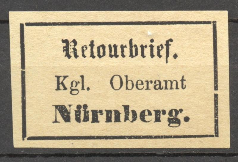 Bavaria,1869 Retourmarken, Nuernberg, Antiqua, period after brief Sem 2.4, 