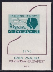 Poland 1956 Sc B106 Polish Hungarian Friendship Day of the Stamp SS Stamp MNH