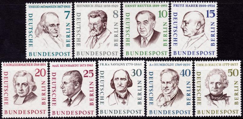 Germany Berlin #9N148-9N156 MNH - Famous Men of Berlin (1957-59)