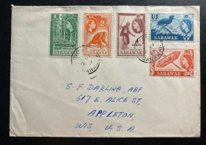 1959 Sibu Sarawak cover To Appleton WI USA Sg#188-92