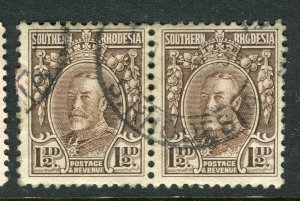 RHODESIA; 1930s early GV issue fine used 1.5d. pair