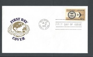 Canal Zone C47 80c FDC Airmail Cover W/Cachet