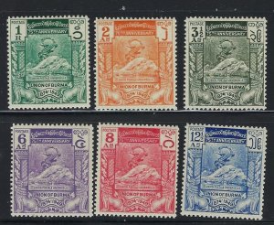 Burma 116-21 MNH 1949 UPU 75th Anniversary