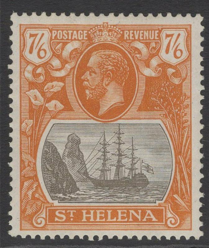 ST.HELENA SG111 1922 7/6 GREY-BROWN & YELLOW-ORANGE MTD MINT