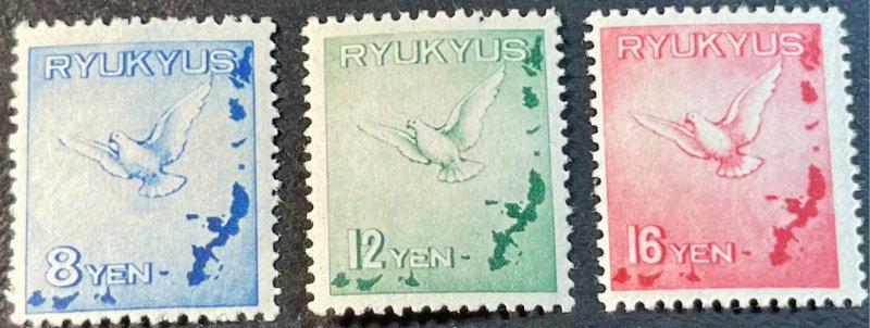 RYUKYU ISLANDS # C1-C3-MINT NEVER/HINGED--COMPLETE SET--AIR-MAIL--1950