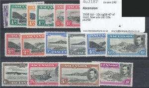 Ascension 1938 ½d - 10s sg38-47 very fine mint, a few unmounted mint incl 10s