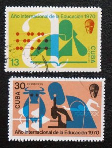 Cuba Sc# 1570-1571  INTL EDUCATION YEAR school CPL SET of 2  1970  used cto