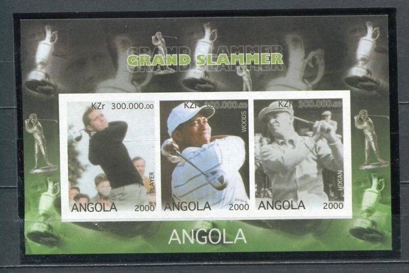 Golf Angola Tiger Woods Souvenir Sheet MNHGrand Slammer lot2