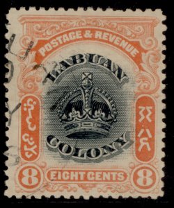 NORTH BORNEO - Labuan EDVII SG121, 8c black & vermilion, FINE USED.