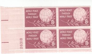 Scott # 1129 - 4c Lake - World Peace Issue - plate block of 4 - MNH