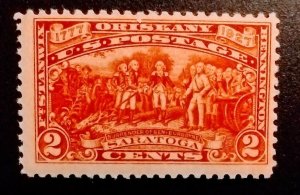 US Scott 644 2c Burgoyne at Saratoga MINT OG F/VF HR Carmine Rose Perf 11 1927