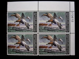 US - SCOTT# RW49 - PLATE BLOCK 4 - MNH - CAT VAL $60.00