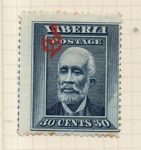 Liberia 1909 Early Issue Fine Mint Hinged 30c. Optd NW-175373