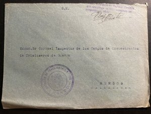 1938 Workers Battalion 123 Spain Cover to Concentration KZ Camp Inspector Burgos