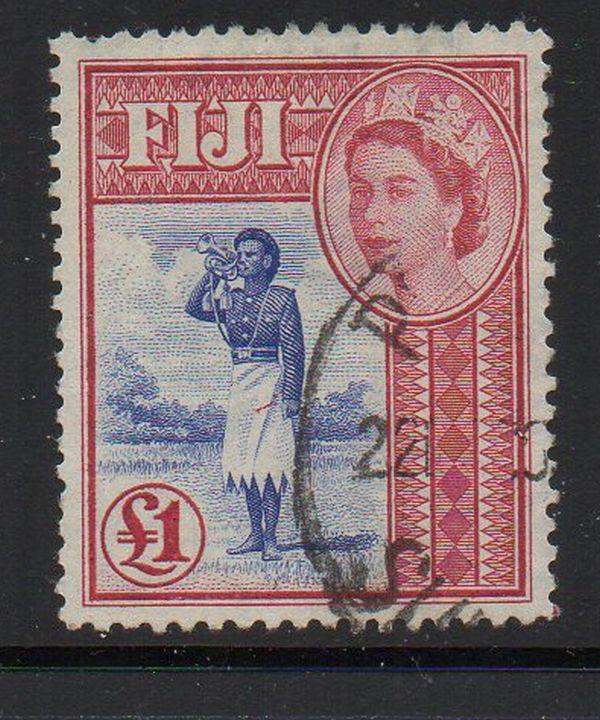 Fiji Sc 162 1954 £1 QE II & Bugler stamp used