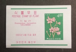 KOREA Scott 459 Plant Flower Rhododendeum Souvenir Sheet MNH Mint OG z3430