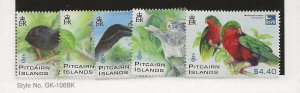 PITCAIRN ISL. Sc 727-31 NH issue of 2004 - BIRDS - PARROTS 