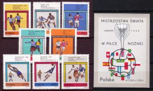 1966 - POLAND - World Cup Soccer Championship - Scott #1405-12, B109 - MNH VF**