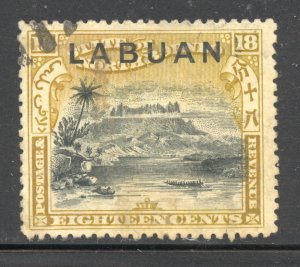 Labuan Scott 86a Used LH - 1898 18c Postage & Revenue - SCV $3.75