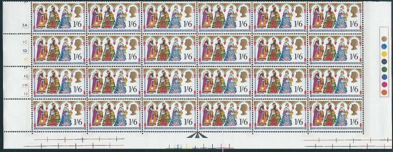 1969 Christmas 1/6 Cylinder Block Bottom 3 Rows Strip - MNH 