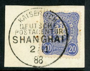 China 1887 Germany 20 Pfenning Michel V42 (Sc #32) Shanghai Early Cancel E964