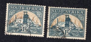 South Africa 1941 1/2p slate green & ocher, Scott 52a, 52b used, value = 50c