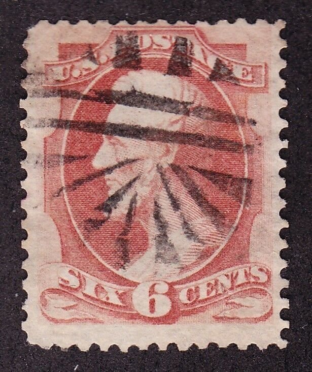 US 159 6c Lincoln F-VF Fancy Shield Cancel (New Orleans?)