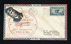 # 650 on Airmail cover, Walter Hinton Pilot of NC-4, Long Beach, CA - 4-6-1931