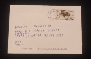 C) 1942, SPAIN, AIR MAIL SENT TO THE UNITED STATES WITH CAR STAMP. XF