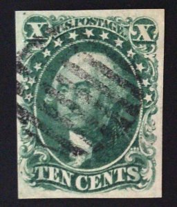 Scott#14 - VF - 10c Green - Washington - Type II - Used - 1855