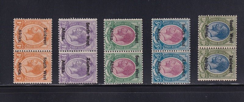 SW Africa Scott #22-26 Pairs F-VF OG mint hinged nice color cv $ 355 ! see pic !