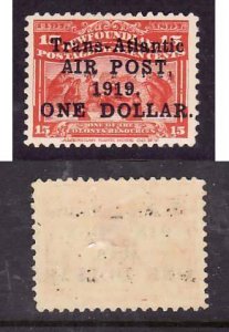 Newfoundland-Sc #C2- id 7-unused,og,hinged Airmail-$1 on 15c scarlet-Alcock & Br