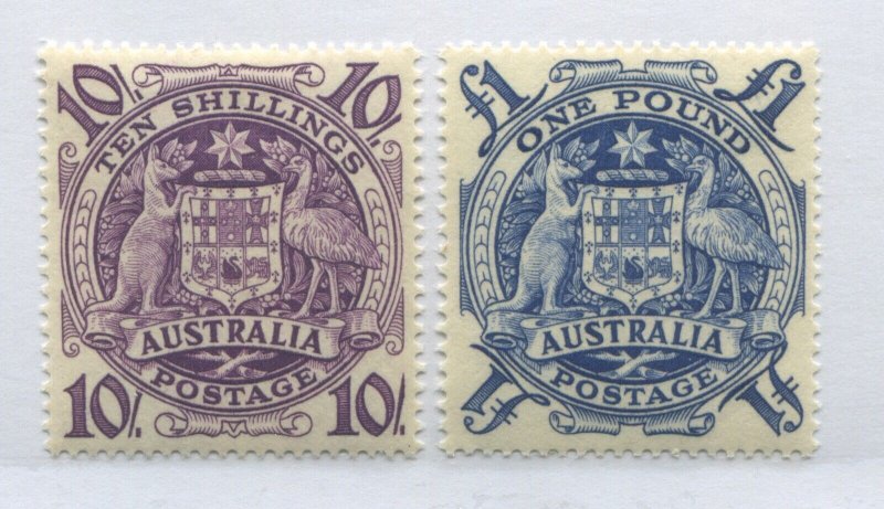 Australia 1949 10/ and £1  mint o.g. hinged