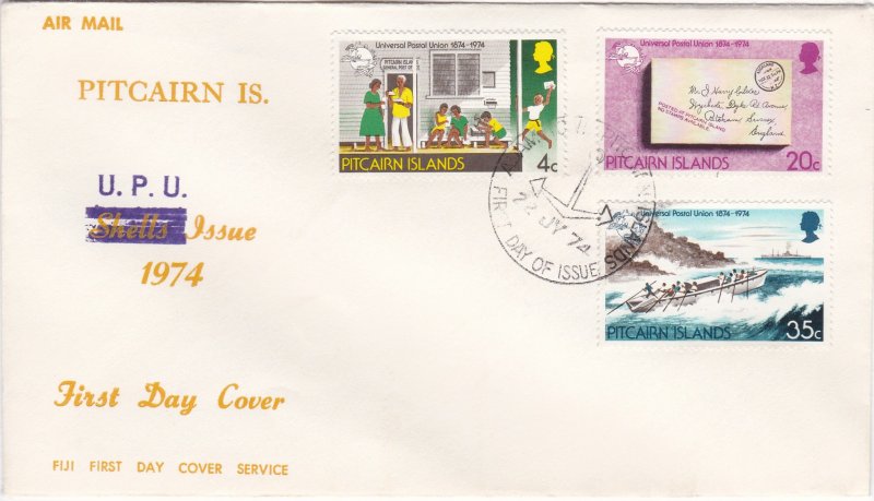 Pitcairn Islands # 141-143, UPU Centennal, First Day Cover