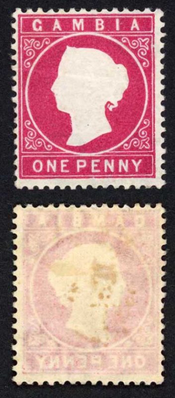 Gambia SG23/b 1d Crimson Wmk CA S/Ways M/M