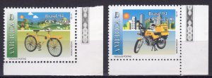 Brazil 1994 Sc#2464/2465 Motorcycle/Bicycle AMERICA UPAEP '94 Set (2) MNH