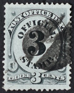 U.S. Used #O49 3c Post Office Official, XF Jumbo. Fancy Cancel. A Gem!