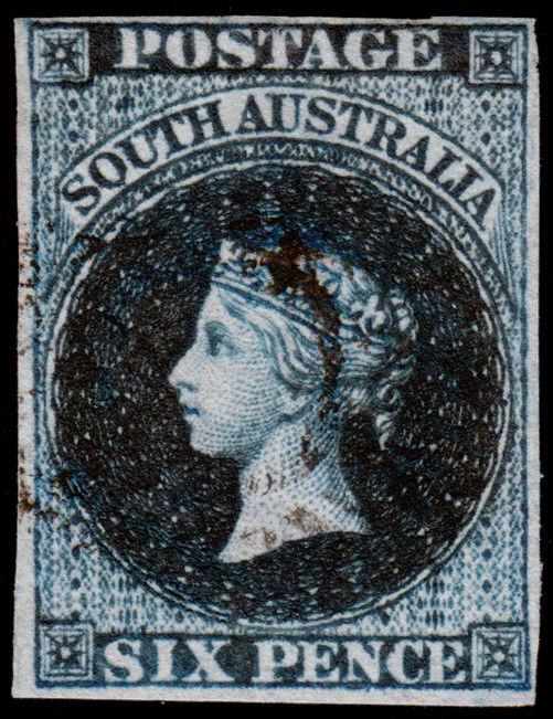 South Australia Scott 3 (1855) Used F-VF, CV $200.00 M